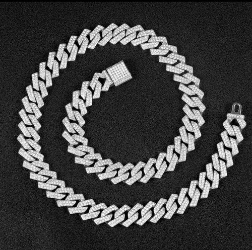 Chain KBM mossait srebrny